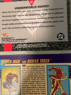 1992 Dc doomsday Trading Card Lot - Colorful Comic Art